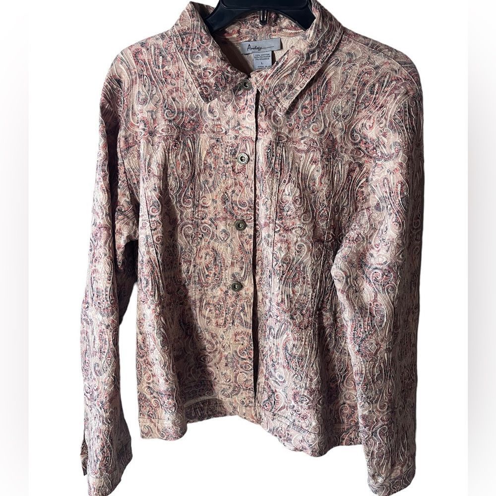 Analogy Jacket Elegant Fall Colors Button up Jacket Button Cuffs Sz L